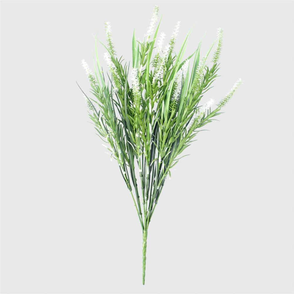 Long Artificial Lavender Stem (White) 50cm UV Resistant